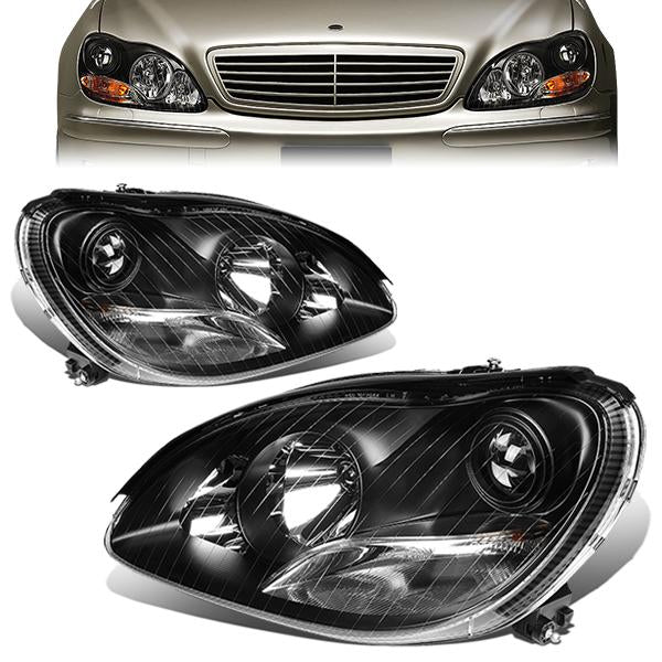 DNA Motoring, 00-06 Mercedes-Benz S350 S430 S500 S600 S55 S65 AMG Projector Headlights - Black Housing