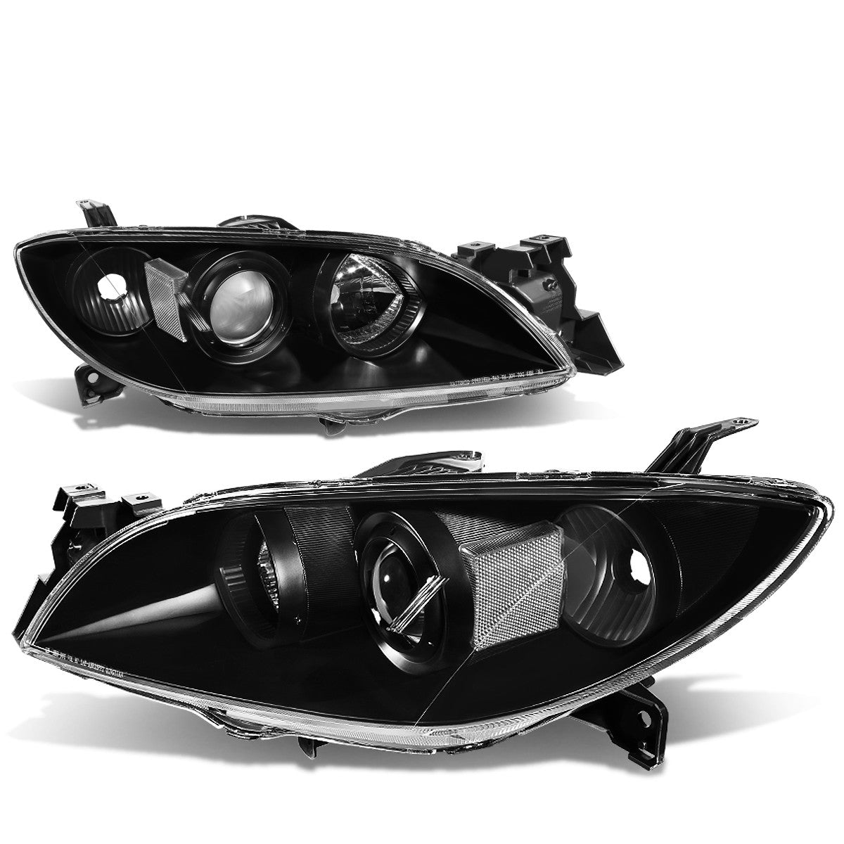 DNA Motoring, 04-09 Mazda 3 Sedan Projector Headlights - Black Housing Clear Corner