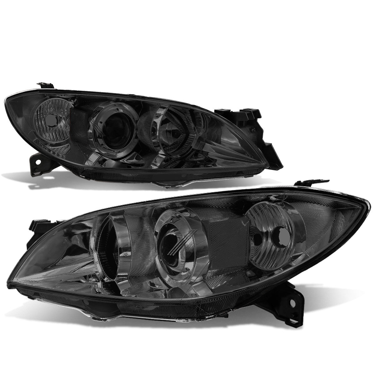 DNA Motoring, 04-09 Mazda 3 Sedan Projector Headlights - Smoked Housing Clear Corner