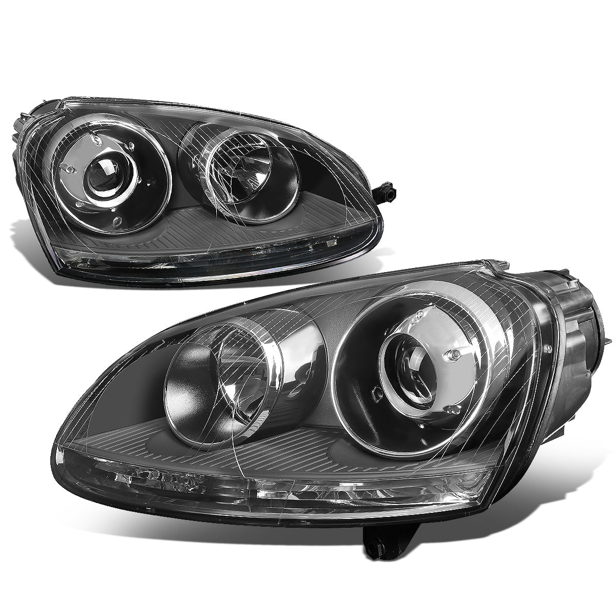 DNA Motoring, 05-10 Volkswagen Jetta Rabbit Golf GTI Bora Projector Headlights - Black Housing