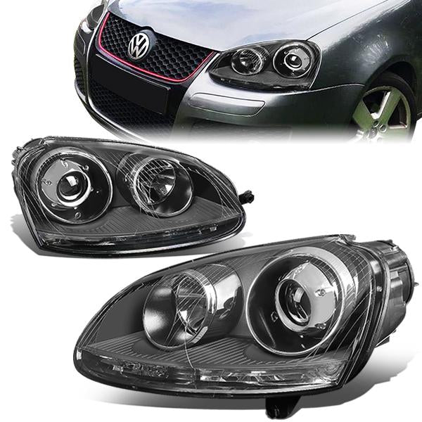 DNA Motoring, 05-10 Volkswagen Jetta Rabbit Golf GTI Bora Projector Headlights - Black Housing