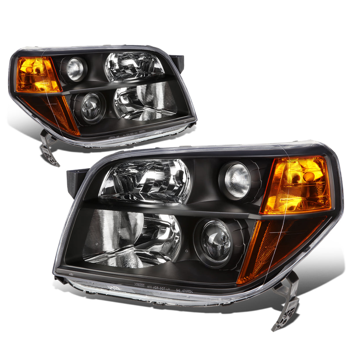 DNA Motoring, 06-08 Honda Pilot Projector Headlights - Black Housing Amber Corner