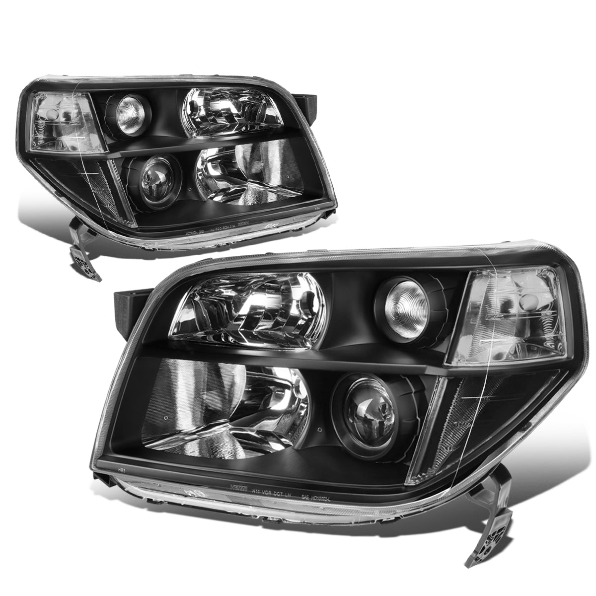 DNA Motoring, 06-08 Honda Pilot Projector Headlights - Black Housing Clear Corner