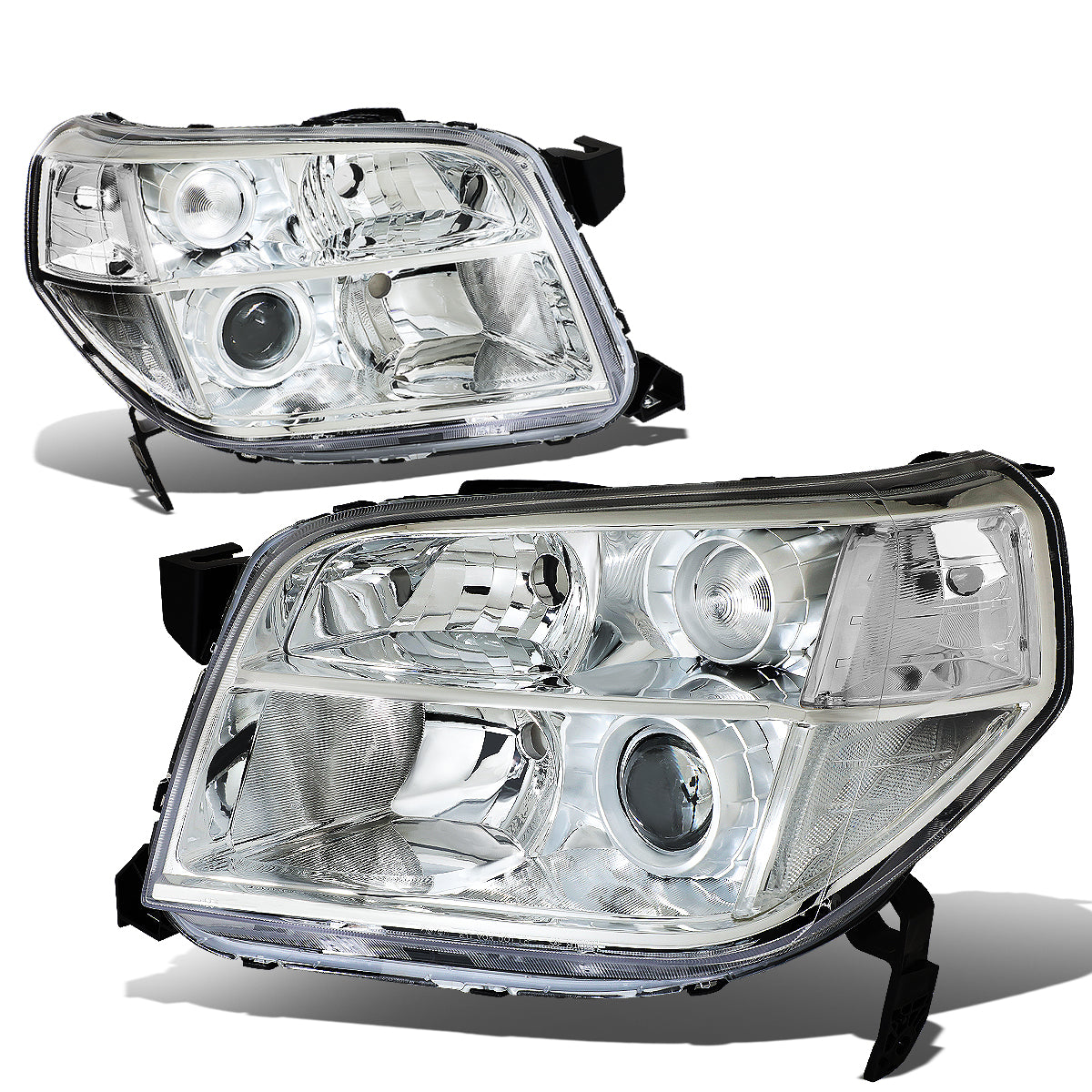 DNA Motoring, 06-08 Honda Pilot Projector Headlights - Chrome Housing Clear Corner