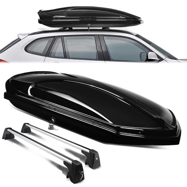 DNA Motoring, 10-15 BMW X1 Roof Cargo Storage Box + Aluminum Cross Bar