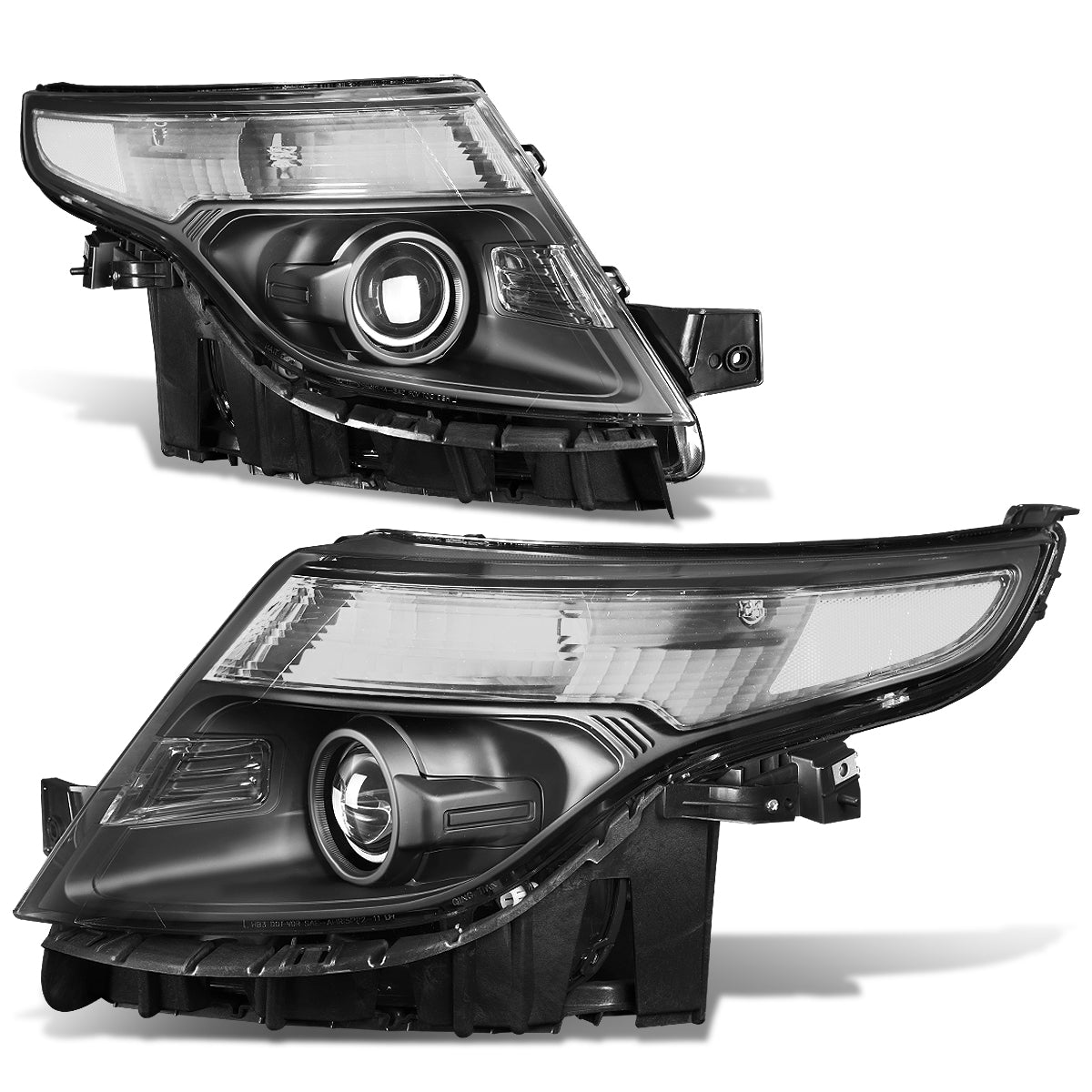 DNA Motoring, 11-15 Ford Explorer Projector Headlights - Black Housing Clear Corner