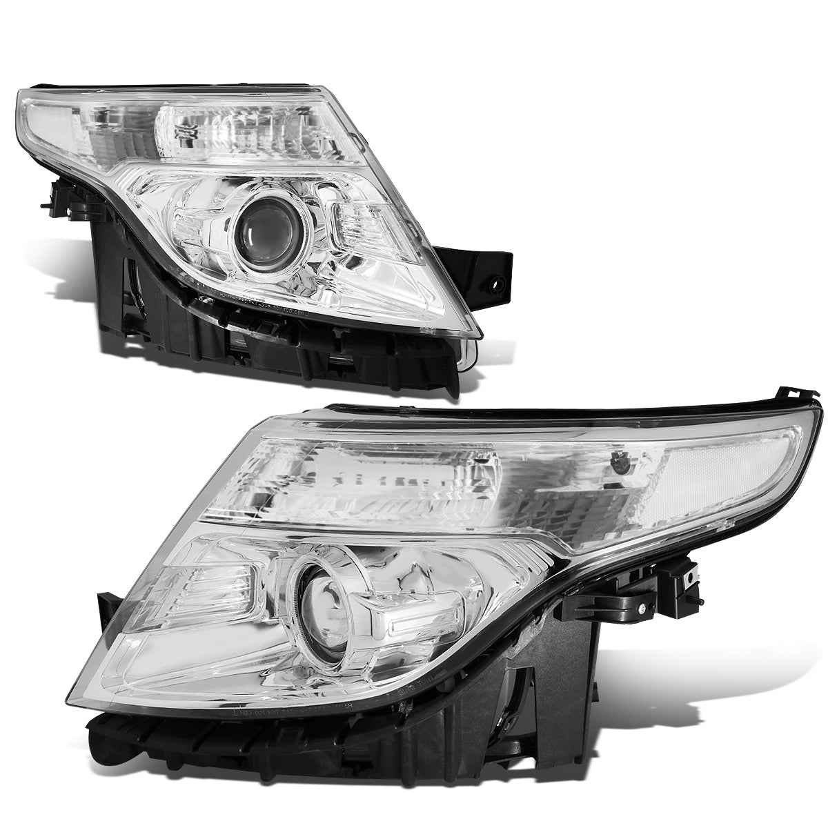 DNA Motoring, 11-15 Ford Explorer Projector Headlights - Chrome Housing Clear Corner